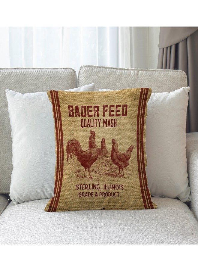 Moslion Vintage Like Chicken Feed Sack Burlap Pillow,Home Decorative Throw Pillow Cover Cotton Linen Cushion for Couch/Sofa/Bedroom/Livingroom/Kitchen/Car 18 x 18 inch Square Pillow case - Image 4
