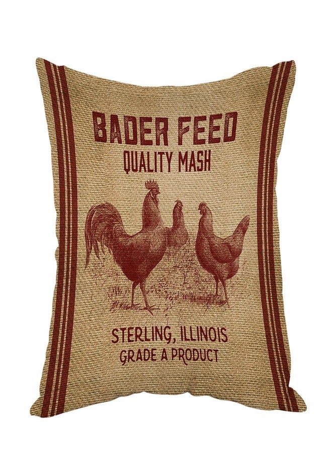 Moslion Vintage Like Chicken Feed Sack Burlap Pillow,Home Decorative Throw Pillow Cover Cotton Linen Cushion for Couch/Sofa/Bedroom/Livingroom/Kitchen/Car 18 x 18 inch Square Pillow case - Image 1