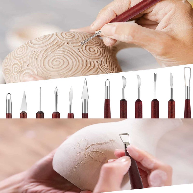 Langqun Clay Sculpting Tools,Pottery Tools Kit, Polymer Clay Tools,Pottery Ribs, Air Dry Clay Tools for Sculpting, Modeling, Carving, Modeling - Image 2