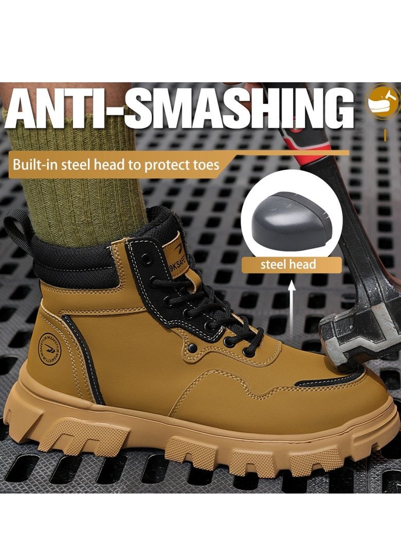 VICTGOAL Men's Steel Toe Work Boots Lightweight Safety Shoes Leather Industrial Sneakers for Welding Construction  - Image 4