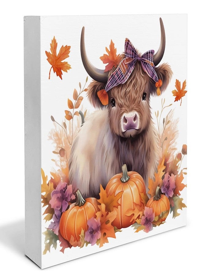 Dolimifa Fall Decor Fall Home Wooden Box Sign Autumn Harvest Thanksgiving Decorations Rustic Home Desk Shelf Tabletop Decor 5 x 5 Inches - Image 1