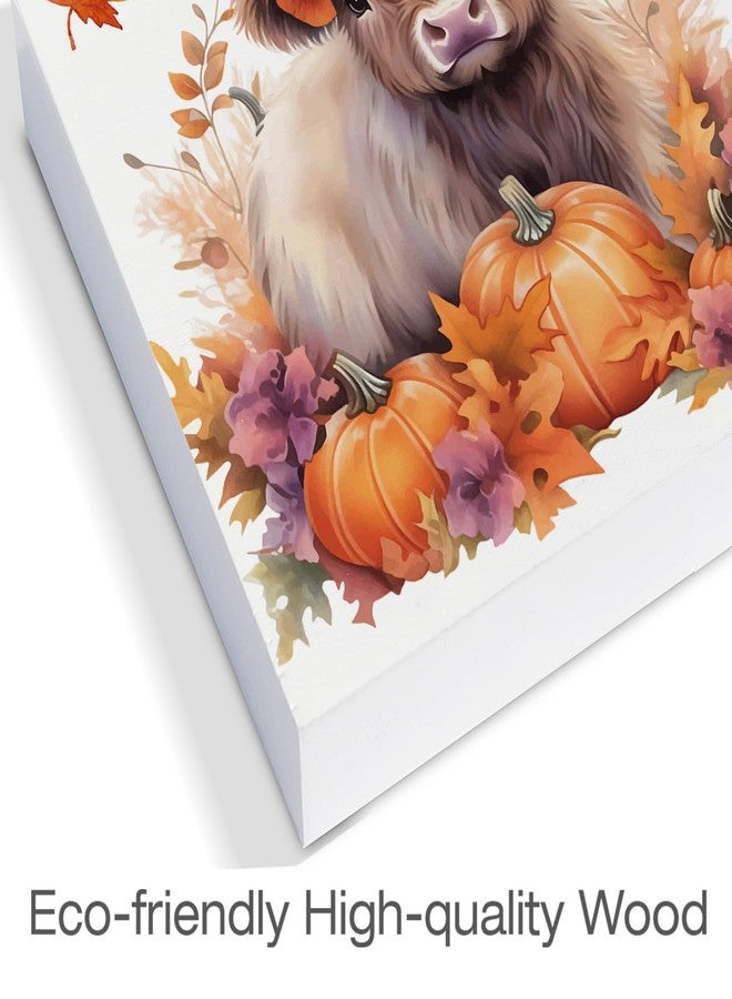 Dolimifa Fall Decor Fall Home Wooden Box Sign Autumn Harvest Thanksgiving Decorations Rustic Home Desk Shelf Tabletop Decor 5 x 5 Inches - Image 3