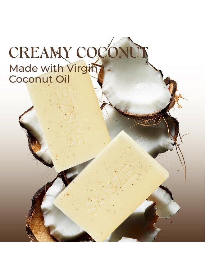 SAISZE Natural Coconut and Shea Butter Soap - 8 oz 100% Vegan Cold Process, Organic Soap Enriched with Coconut oil, Shea, Handmade Body Soap Bars for Women and Men - Image 2