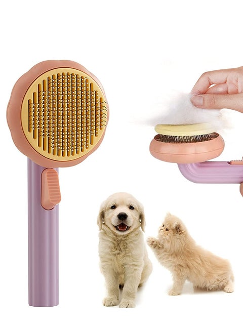 Pet Pumpkin Design Brush Pet Grooming Self Cleaning Slicker Brush for Dogs Cats Puppy Rabbit