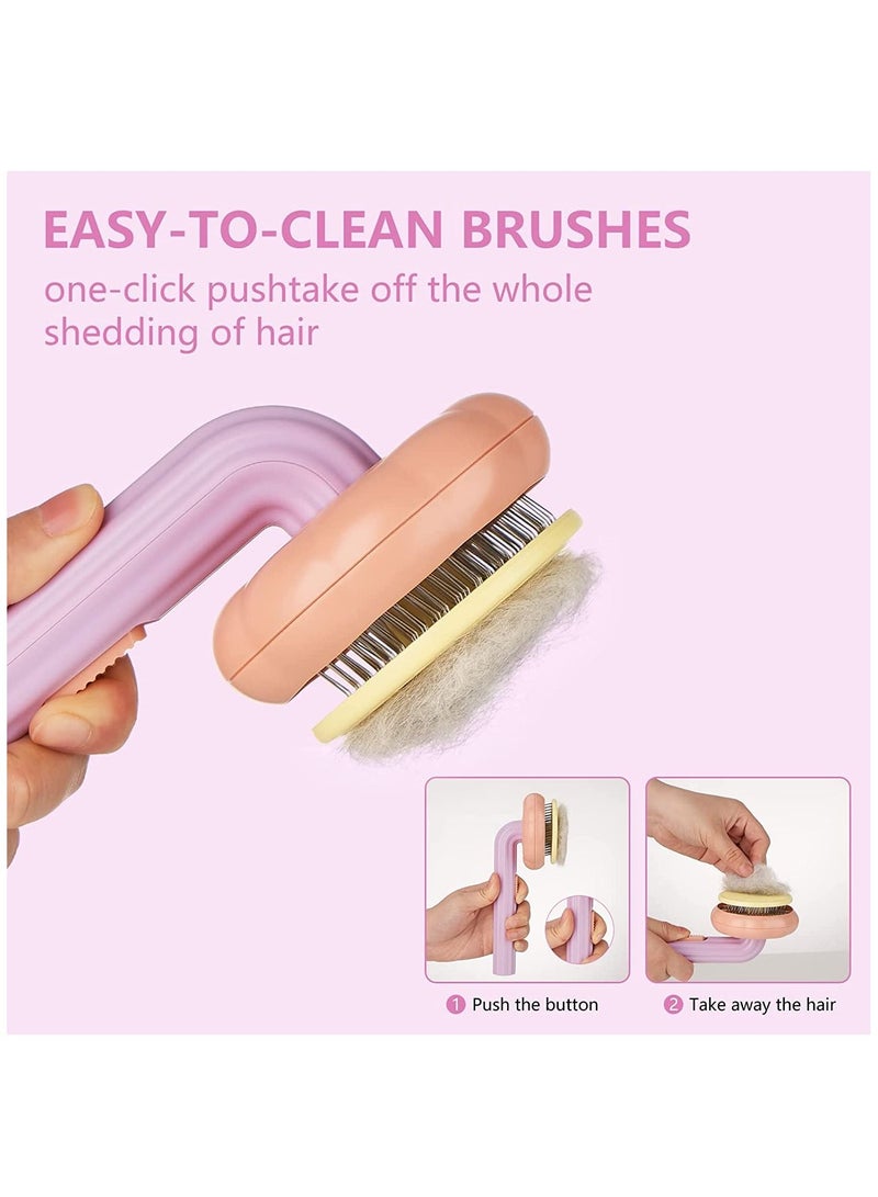 MissTiara Pet Pumpkin Design Brush Pet Grooming Self Cleaning Slicker Brush for Dogs Cats Puppy Rabbit  - Image 3