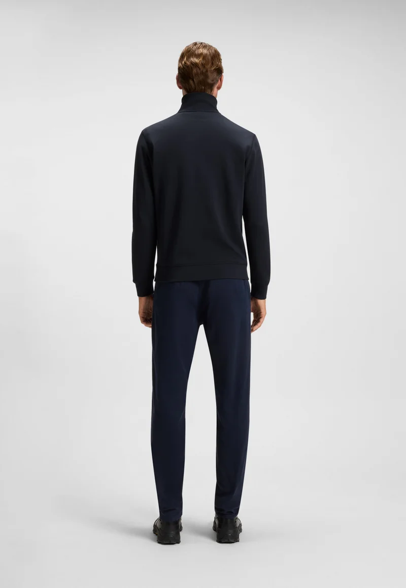 بوس Quarter-zip cotton-terry sweatshirt with logo patch