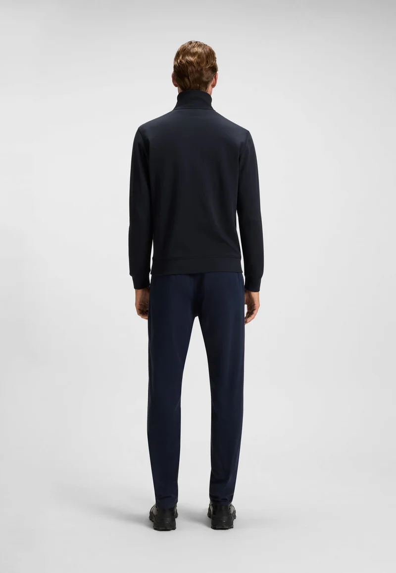 بوس Quarter-zip cotton-terry sweatshirt with logo patch