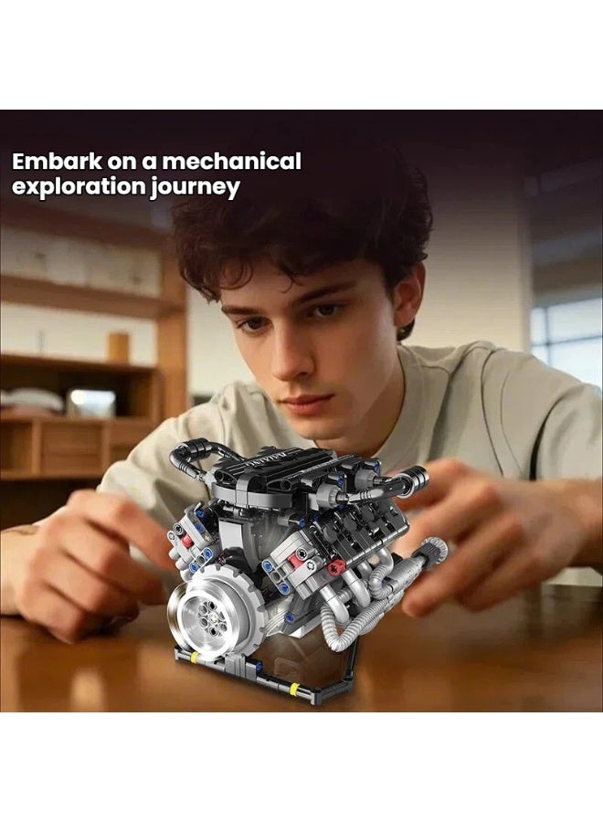 general V8 engine, car engine model, mechanical group, power assembly building blocks, boy toys - Image 2