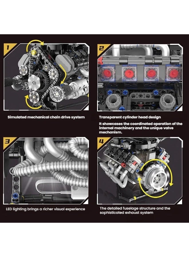 general V8 engine, car engine model, mechanical group, power assembly building blocks, boy toys - Image 3
