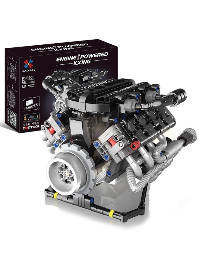 general V8 engine, car engine model, mechanical group, power assembly building blocks, boy toys - Image 1