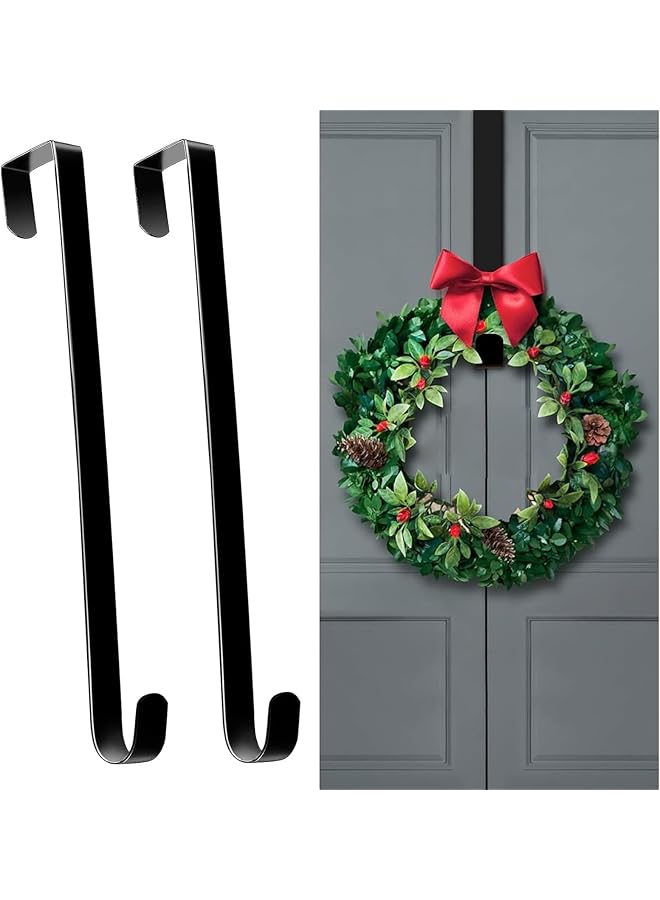 PROMASS promass 2PCS Wreath Hangers for Front Door, Wreath Hanger Door Wreath Hook Over The Door Hanger, Door Wreath Garland Hanger Metal Wreath Holder (Size : 12INCH)  - Image 1