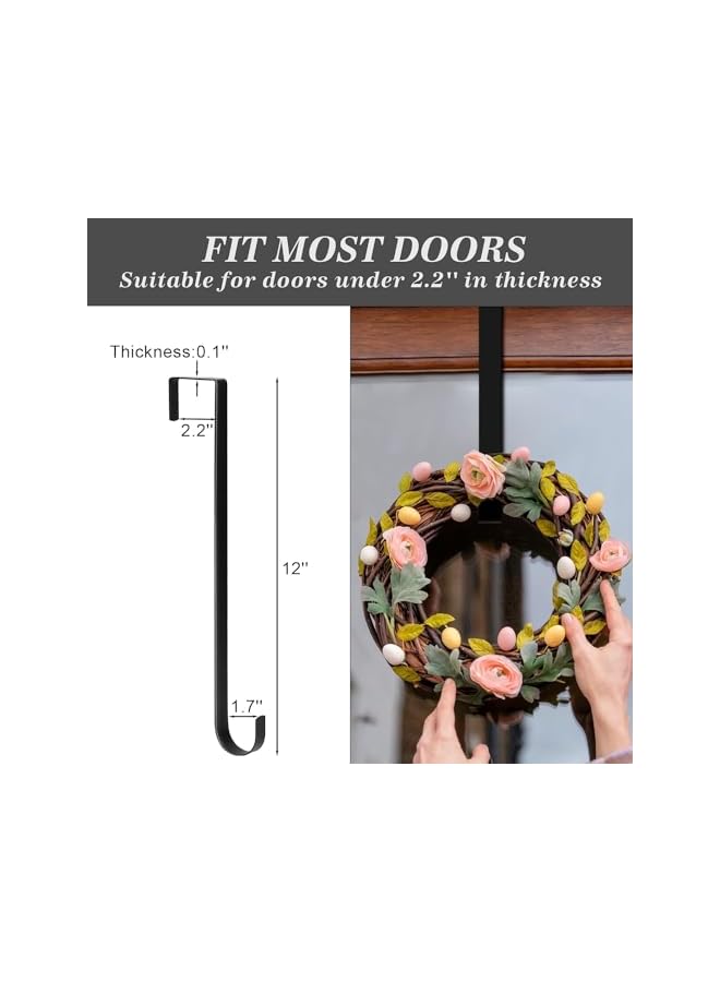 PROMASS promass 2PCS Wreath Hangers for Front Door, Wreath Hanger Door Wreath Hook Over The Door Hanger, Door Wreath Garland Hanger Metal Wreath Holder (Size : 12INCH)  - Image 2
