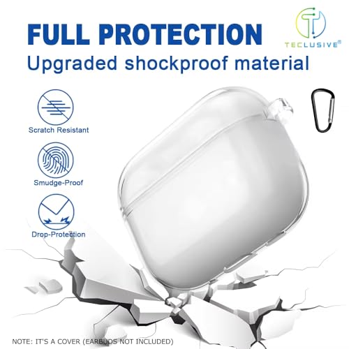 T Teclusive Crystal Clear Hard Transparent Case Compatible with Airpods Pro 2 / Pro | Full Protective Plastic Cover | Lifetime Non Yellowing Clear Case (Airpod Pro 2) - Image 3