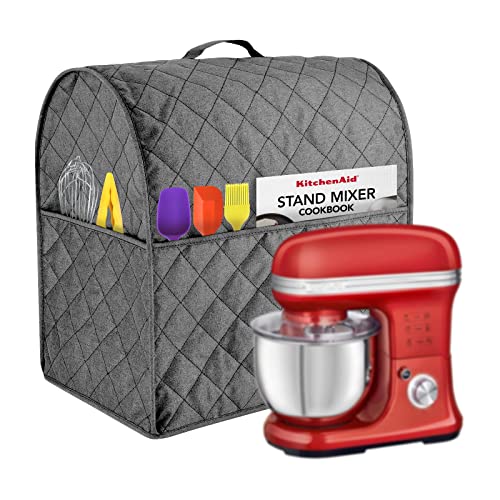 Zbeiur Stand Mixer Cover compatible with Kitchenaid Mixer Fits All Tilt Head Bowl Lift Models with 3 Organizer Bag for Accessories Grey For Tilt Head 455 Quart - Image 1