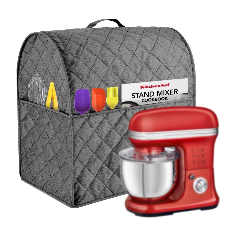 Zbeiur Stand Mixer Cover compatible with Kitchenaid Mixer Fits All Tilt Head Bowl Lift Models with 3 Organizer Bag for Accessories Grey For Tilt Head 455 Quart - Image 2