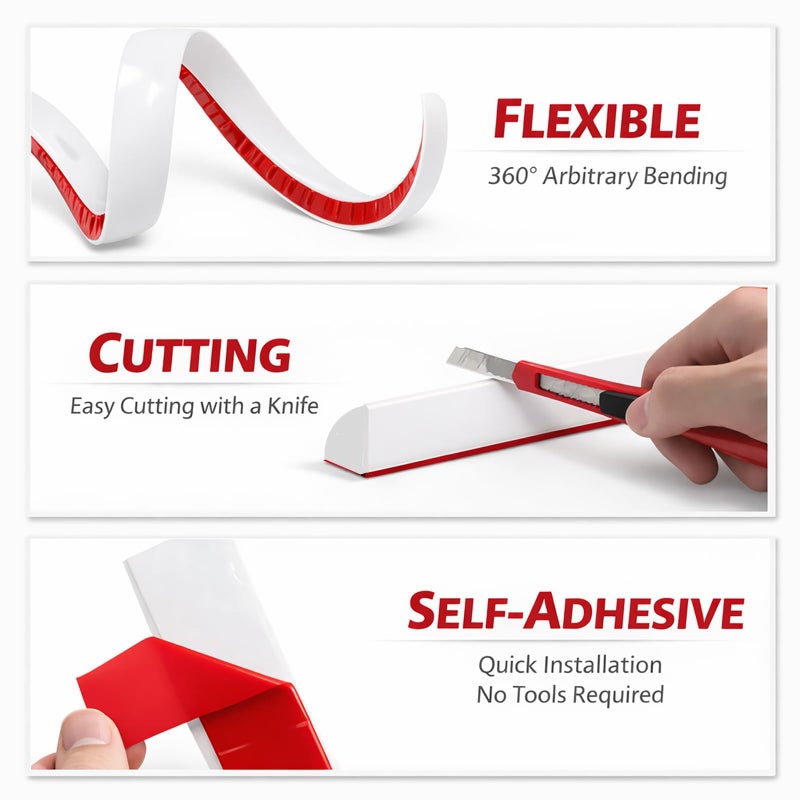Risunpet 0.25" x 0.25" Slim Quarter Round Molding,10FT Self Adhesive Flexible Trim for Small Gaps, Countertop Wall Seam, Window Sill, Desk & Cabinet Edge, Peel and Stick Finishing Strip - Image 4