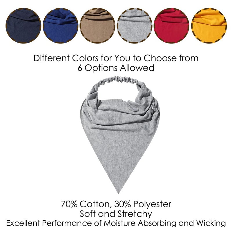 Vercret 6 Pack Hair Scarf Headband for Women - Elastic Hair Kerchief Large Boho Triangle Bandana Head Scarf with Clips Non Slip Solid Color Headbands Hair Scarves for Teen Girls - Image 5