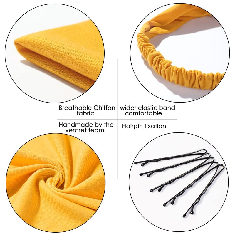 Vercret 6 Pack Hair Scarf Headband for Women - Elastic Hair Kerchief Large Boho Triangle Bandana Head Scarf with Clips Non Slip Solid Color Headbands Hair Scarves for Teen Girls - Image 4