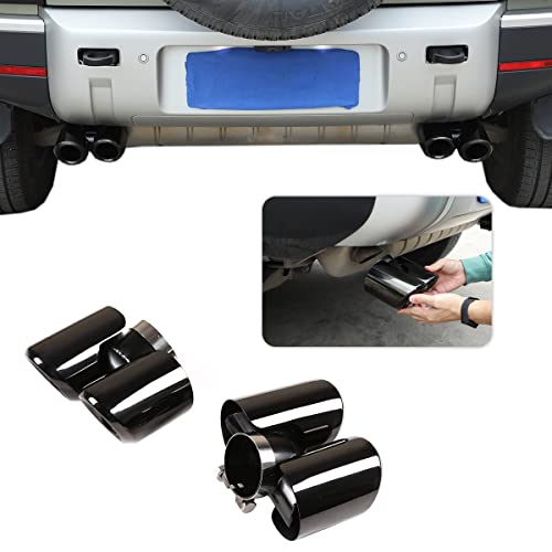 Yiwang Stainless Steel Car Exhaust Pipe Noise Canceller Cover Stickers For Land Rover Defender 90 110 2020-2025 Auto Accessories (Black) - Image 1