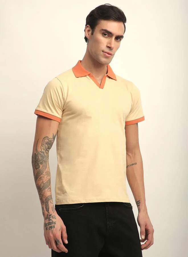 ديلينجر تيشيرت بولو سادة بياقة مفتوحة وقصة عادية للرجال