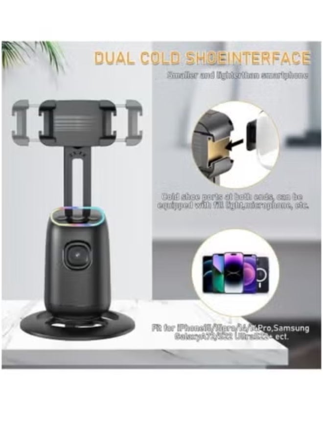 JAJEEK P05 360° Auto Face Tracking Phone Holder with AI Gesture Control, Adjustable Lens & RGB LED Light – Tripod Mount Stabilizer Stand for Smartphones – Ideal for Vlogging, Selfies, Live Streaming, Online Classes & Video Calls – Hands-Free Gimbal Assistant  - Image 4