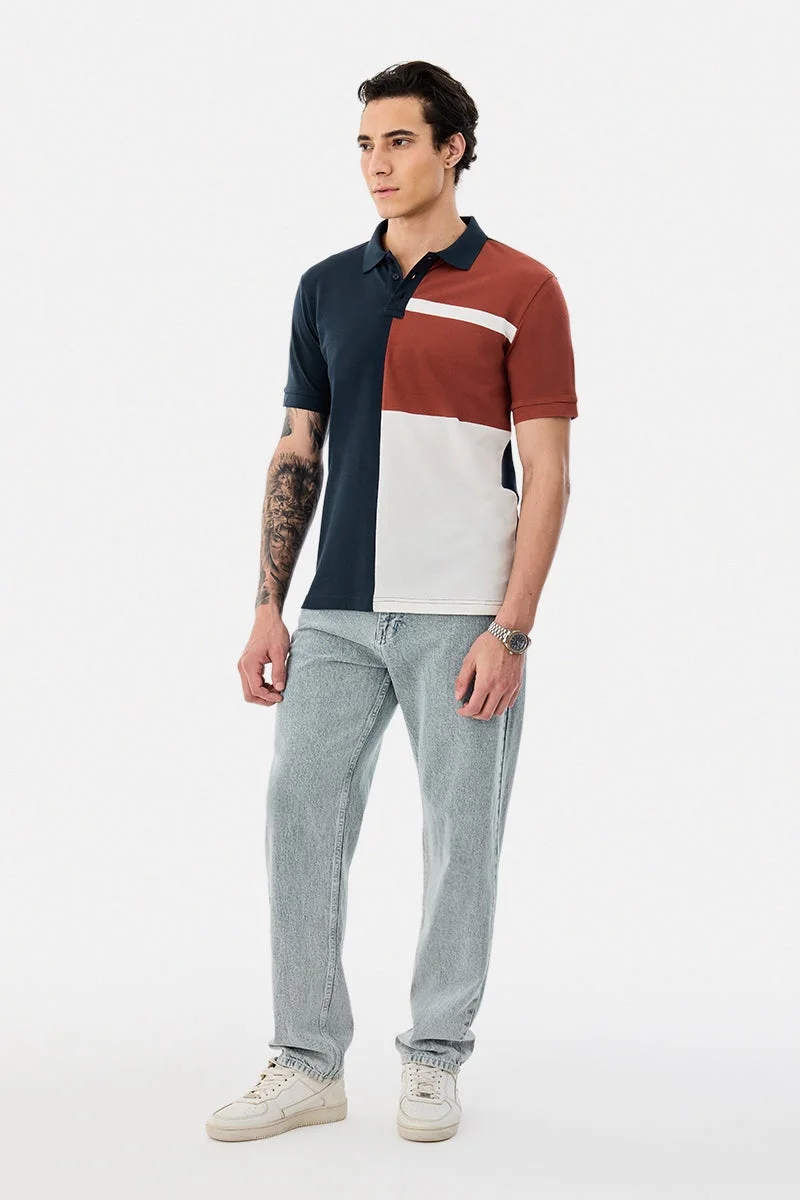 سنيتش 100% Cotton Colour-block Polo T-Shirt
