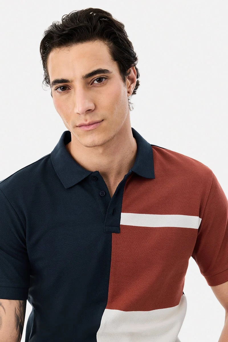 سنيتش 100% Cotton Colour-block Polo T-Shirt