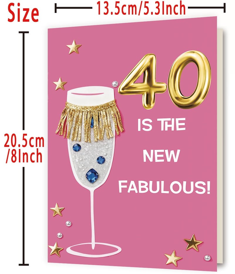 OJsensai Happy 40th Birthday Card & Gifts for Women Men, 40 Year Old Bday Gifts Ideas for Husband Wife, Happy 40th Birthday Decorations - Image 3