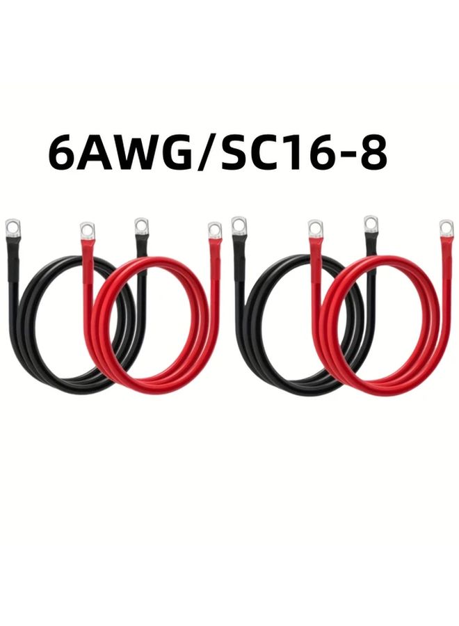 كابل بطارية مقاس 6 AWG مع 2 سلك أحمر و 2 سلك أسود بطول 9 بوصة للسيارة والقارب والدراجة النارية ومركبة التخيين والشاحنة - Image 1