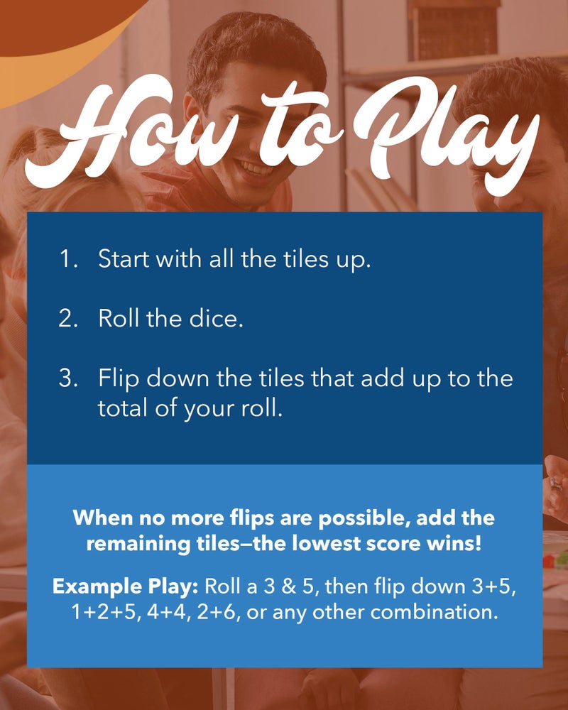 WE Games Wooden Shut The Box - Close The Box Set with 12 Number Tiles & 2 Dice Games - 13.5â€ Walnut Stained Finish - Image 3