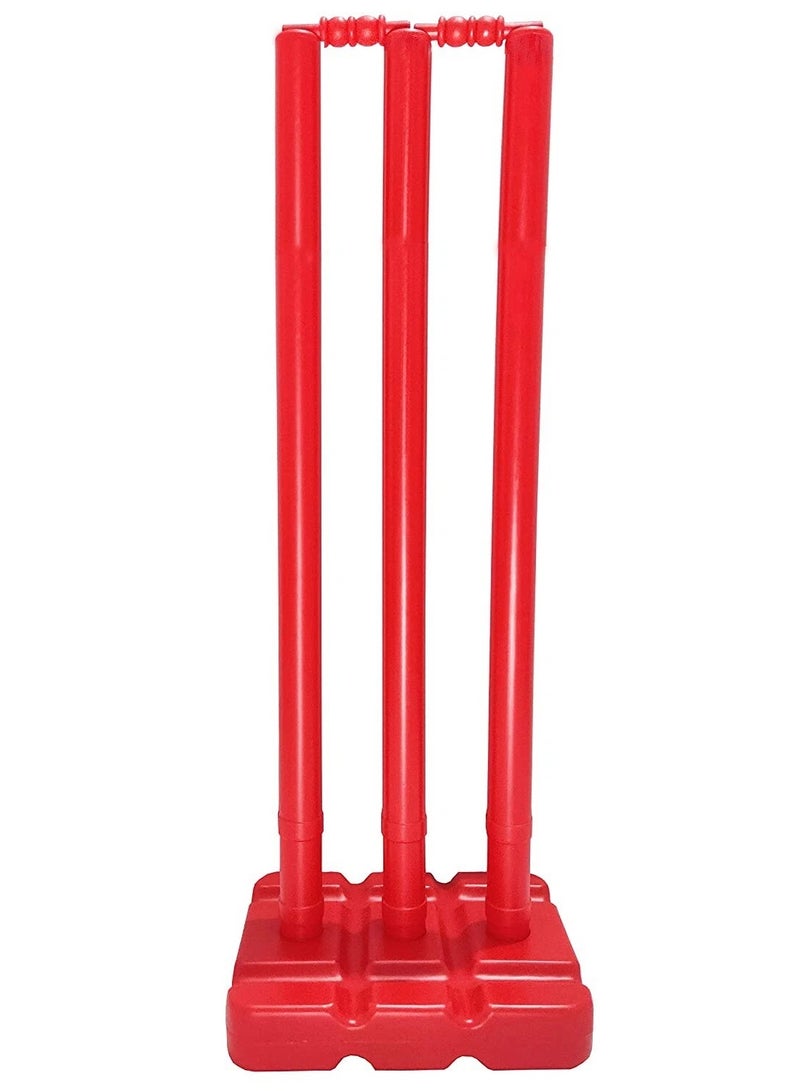 بوابات كريكيت بلاستيكية متينة (مجموعة من قطعتين) مع قاعدة قابلة للملء للاستقرار وحقيبة مقاومة للرياح - أحمر - Image 3