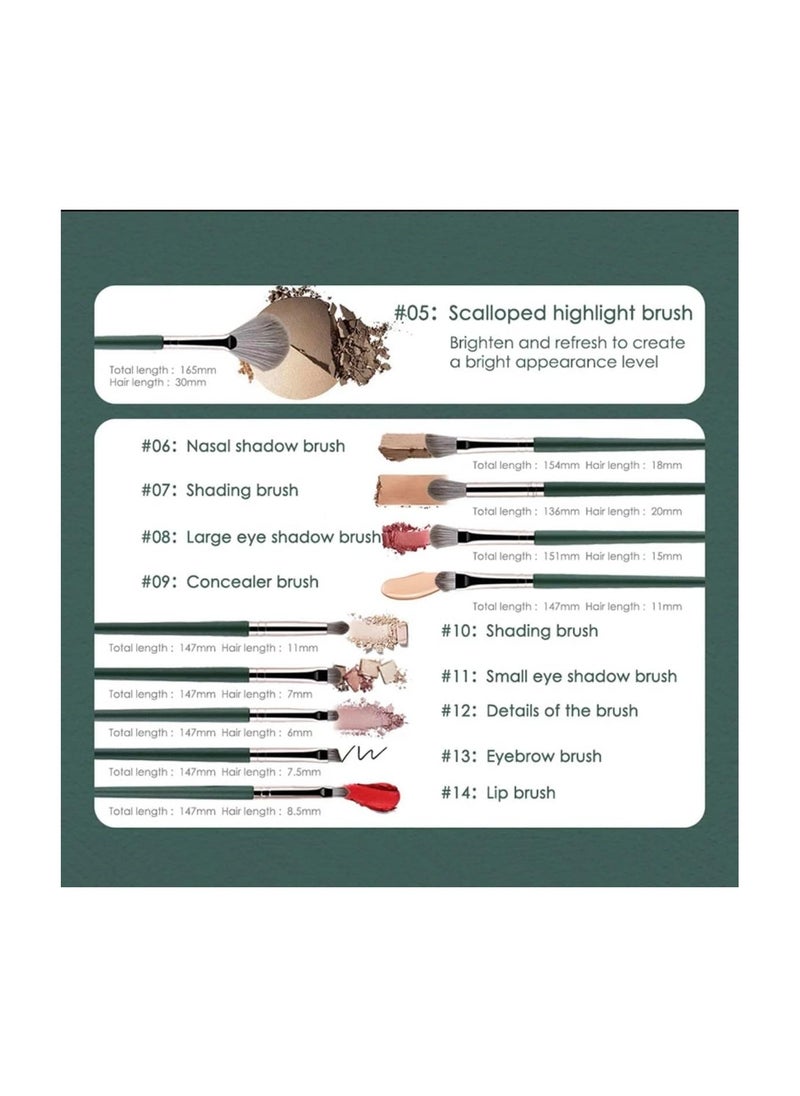 Mn - 14Pieces  Makeup Brushes Set Complete Cosmetic Brush Collection - Image 1