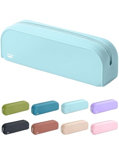 Mr. Pen- Silicone Pencil Case, Light Blue Pencil Pouch Aesthetic, Pencil Bag, Makeup Pouch - Image 1
