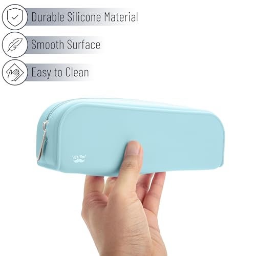 Mr. Pen- Silicone Pencil Case, Light Blue Pencil Pouch Aesthetic, Pencil Bag, Makeup Pouch - Image 3