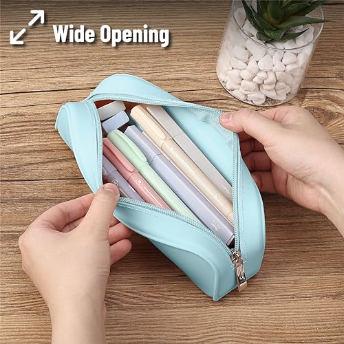 Mr. Pen- Silicone Pencil Case, Light Blue Pencil Pouch Aesthetic, Pencil Bag, Makeup Pouch - Image 5