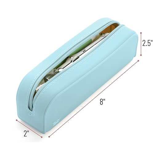 Mr. Pen- Silicone Pencil Case, Light Blue Pencil Pouch Aesthetic, Pencil Bag, Makeup Pouch - Image 2