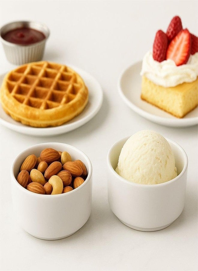 Mirakii Round Shape 140 ml White Porcelain Ramekins Bowl Set of 2, for Baking Cup Cake and Serving - Image 3