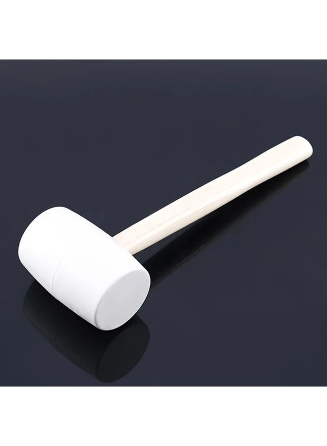 1pc Ergonomic Rubberwood Handle Tile Hammer White Rubber Head Non Slip Durable Design - Image 4