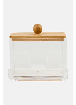 Vanity Storage Organizers With Wooden Lid, Transparent