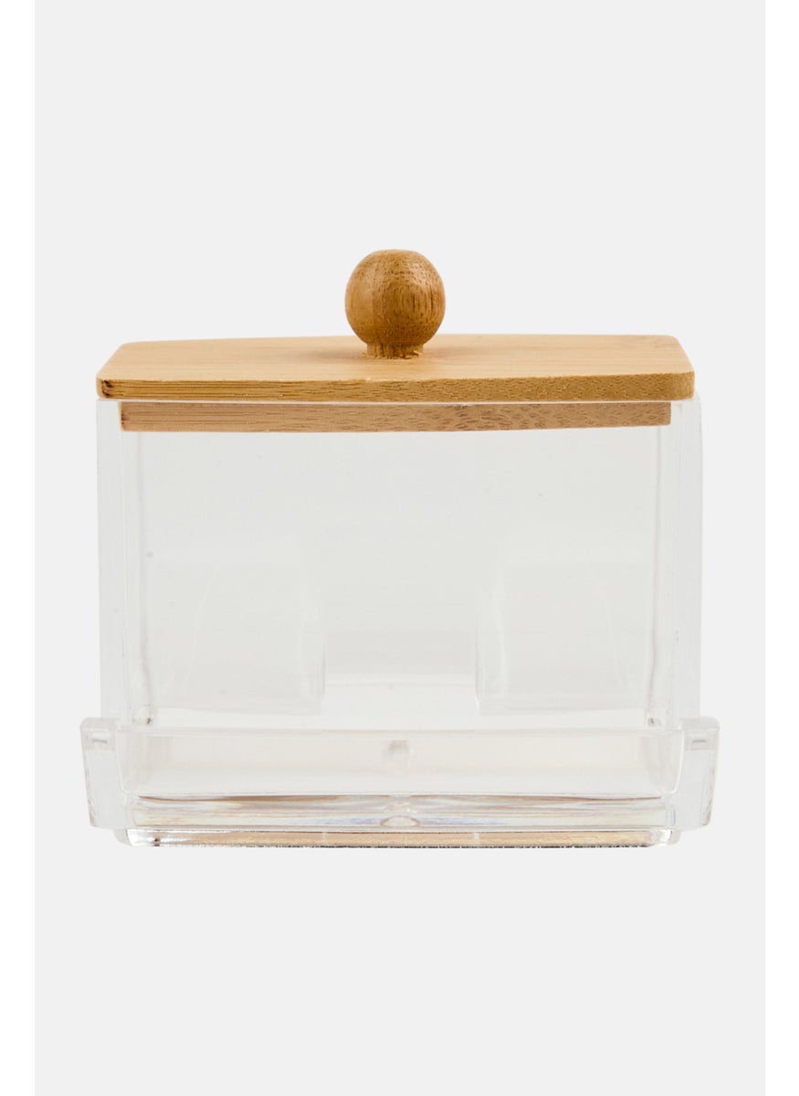 Oasis Home - Vanity Storage Organizers With Wooden Lid, Transparent - Image 1