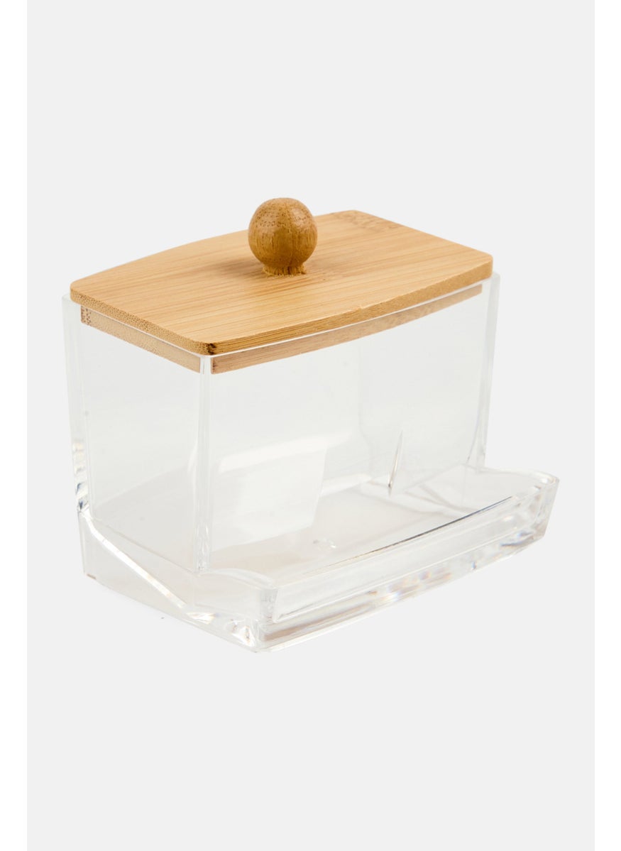 Oasis Home - Vanity Storage Organizers With Wooden Lid, Transparent - Image 1