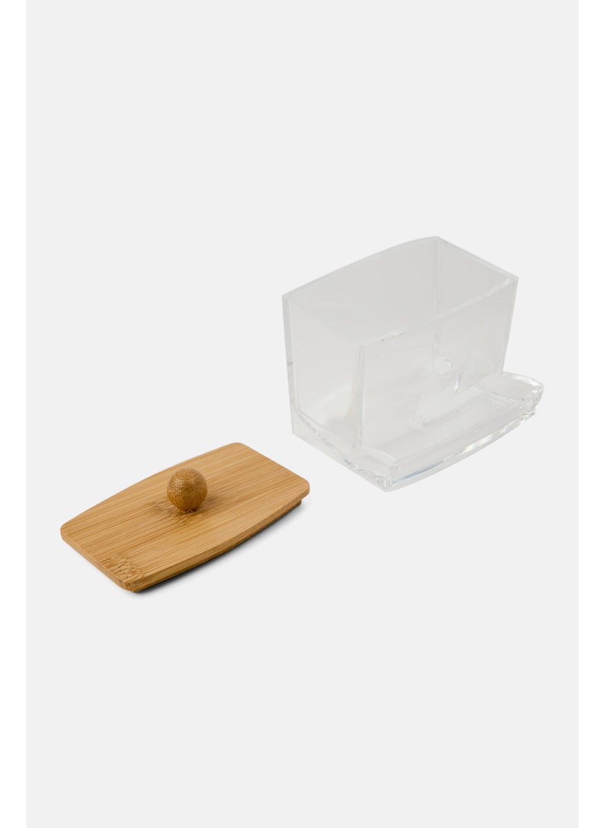 Oasis Home - Vanity Storage Organizers With Wooden Lid, Transparent - Image 1