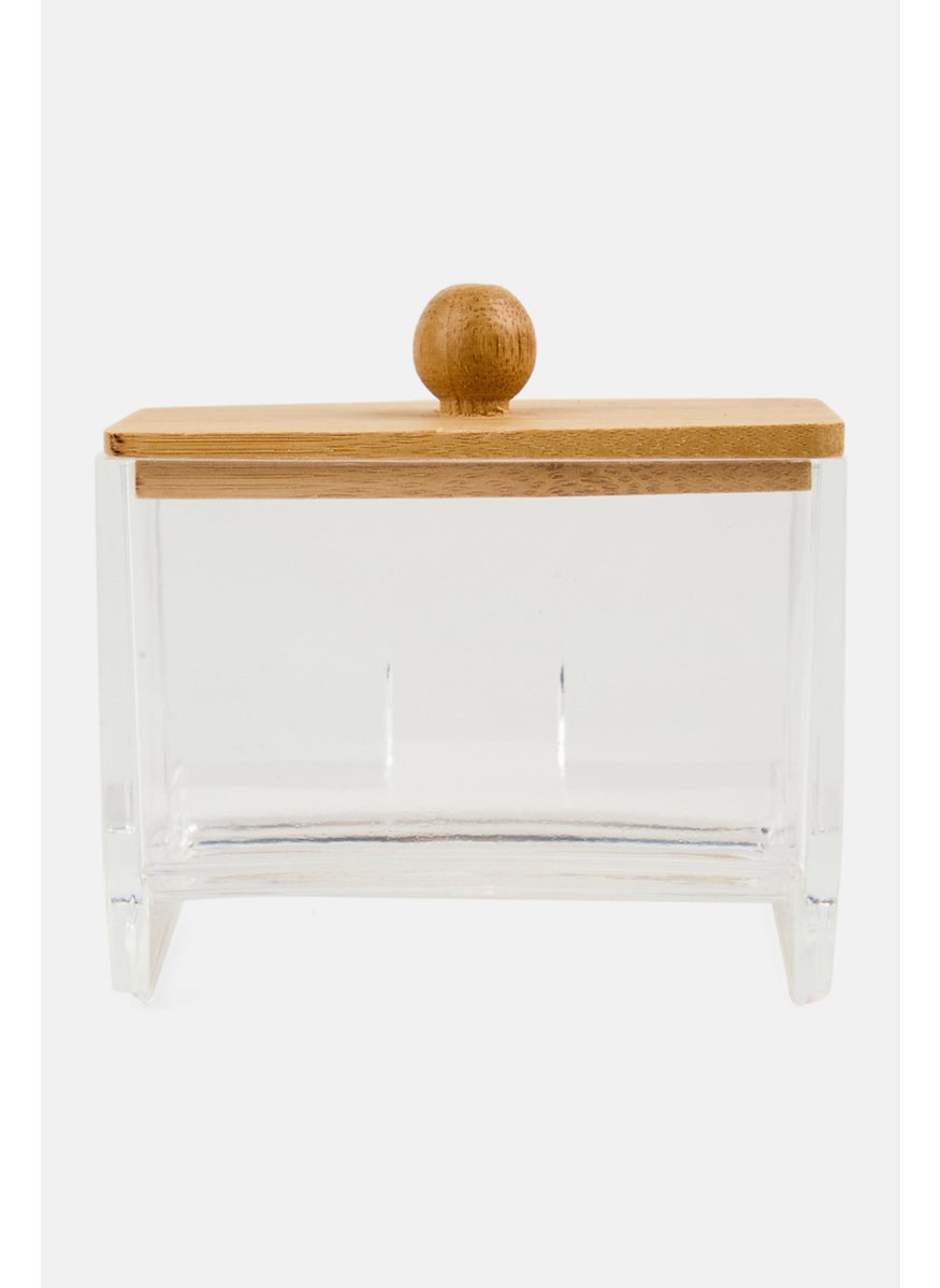 Oasis Home - Vanity Storage Organizers With Wooden Lid, Transparent - Image 1