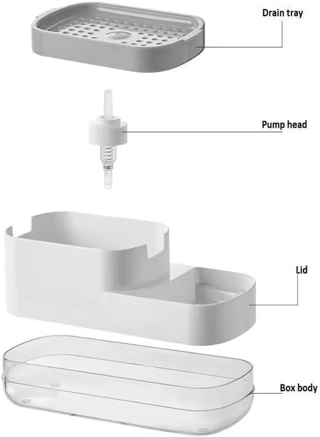 Wrixty Soap Sponge Dispenser, Sponge Holder with Kitchen Dish Dispenser - 2 in 1 Kitchen Aids, Space-Saving Basin Top Organizer for Laundry Room, Kitchen, Bathroom - Image 2