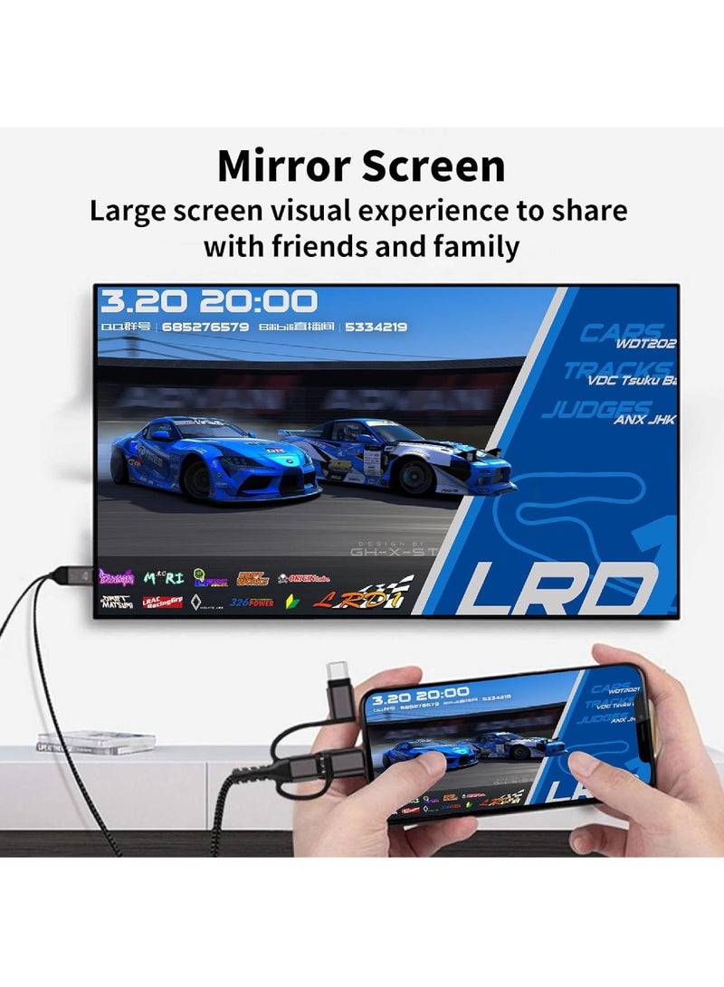 Rock Pow HDMI Adapter for TV Phone to TV Adapter 1080P Digital AV Adapter 3 in 1 Sync Screen Connector Cable Compatible for Lighting USB C Micro USB to HDTV Projector Monitor  - Image 2