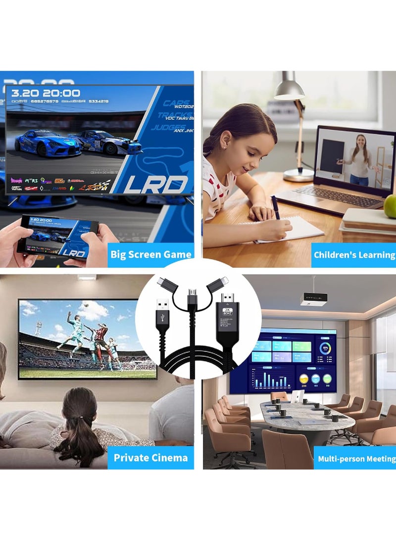 Rock Pow HDMI Adapter for TV Phone to TV Adapter 1080P Digital AV Adapter 3 in 1 Sync Screen Connector Cable Compatible for Lighting USB C Micro USB to HDTV Projector Monitor  - Image 3