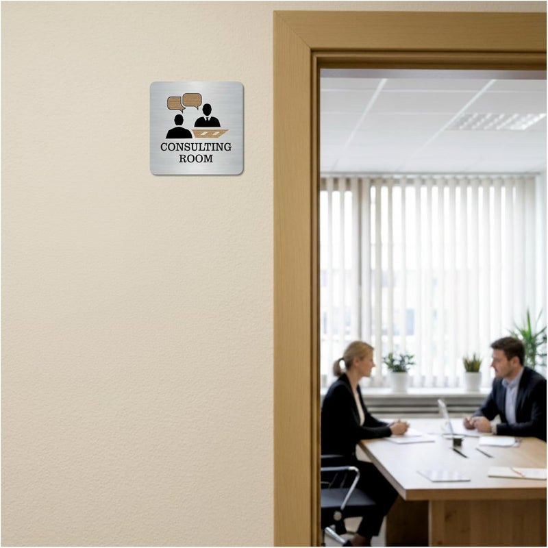 Zouple CONFERENCE, CONSULTING ROOM Sign, 6x6 Inch, Durable Steel, Self-Adhesive - Image 2