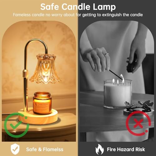 Droyek Candle Warmer Lamp with Dimmer - Electric Candle Lamp with Timer for Jar Candles Scented Candles, Plug-in Wax Warmer Lamp for Home & Office with 2 Bulb (White Peony) - Image 4