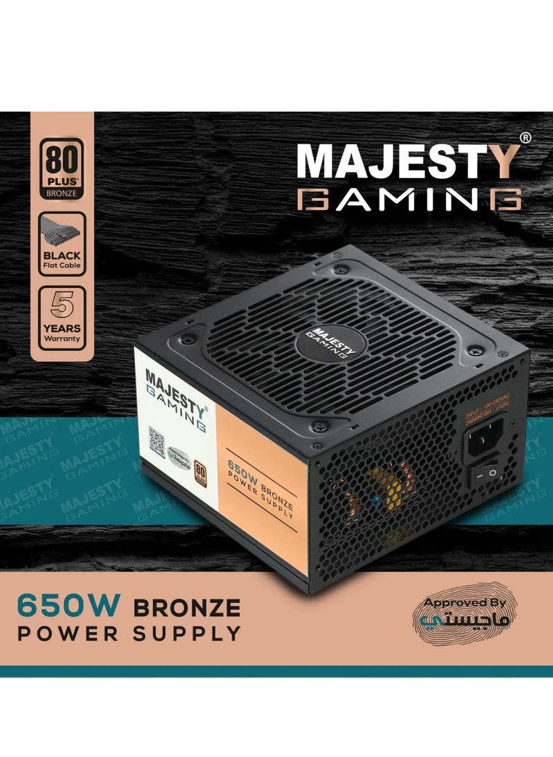 MAJESTY TECHNOLOGY - 650W Power Supply - 80+ Bronze, Low Noise for Gaming and Desktop PCs - Image 1