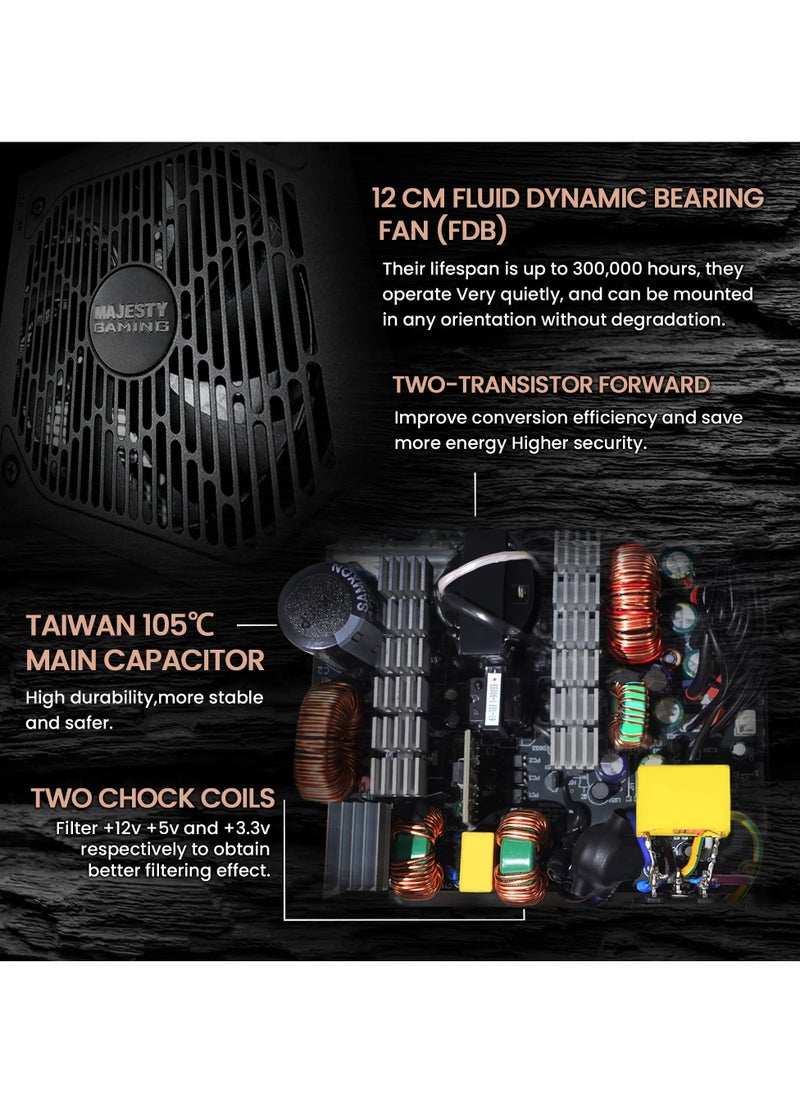 MAJESTY TECHNOLOGY - 650W Power Supply - 80+ Bronze, Low Noise for Gaming and Desktop PCs - Image 1